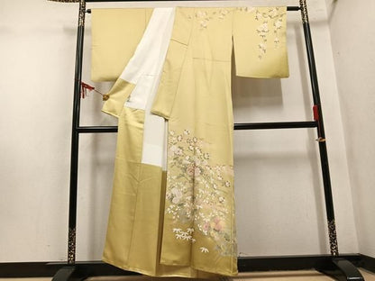 平和屋着物●訪問着　駒刺繍　草花文　金彩　ますいわ屋扱い　正絹　逸品　AABN5255ph