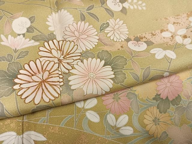 平和屋着物●訪問着　駒刺繍　草花文　金彩　ますいわ屋扱い　正絹　逸品　AABN5255ph