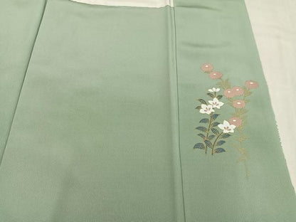 平和屋着物●訪問着　絞り　雲重ね草花文　暈し染め　金彩　正絹　逸品　AABN5256ph