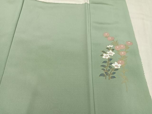 平和屋着物●訪問着　絞り　雲重ね草花文　暈し染め　金彩　正絹　逸品　AABN5256ph