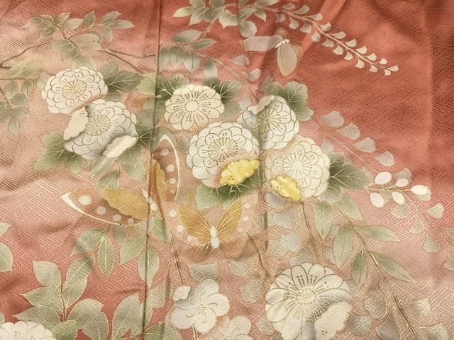 平和屋着物●訪問着　螺鈿　花蝶文　暈し染め　金彩　やまと誂製　正絹　逸品　AABN5260ph