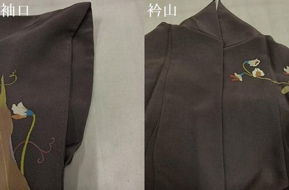 平和屋着物●二代目清次郎　手描き　訪問着　草花文　暈し染め　正絹　逸品　AABN5261ph