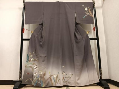 平和屋着物●二代目清次郎　手描き　訪問着　草花文　暈し染め　正絹　逸品　AABN5261ph