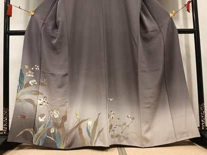 平和屋着物●二代目清次郎　手描き　訪問着　草花文　暈し染め　正絹　逸品　AABN5261ph
