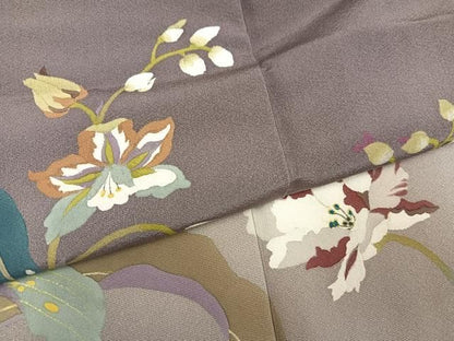 平和屋着物●二代目清次郎　手描き　訪問着　草花文　暈し染め　正絹　逸品　AABN5261ph