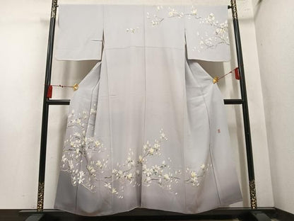 平和屋着物●十日町友禅作家　阿部佳雪 　訪問着　枝花文　暈し染め　正絹　逸品　AABN5262ph