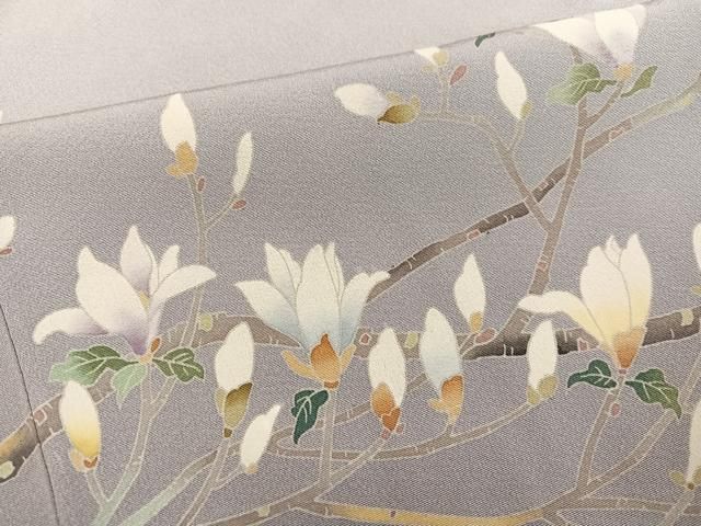 平和屋着物●十日町友禅作家　阿部佳雪 　訪問着　枝花文　暈し染め　正絹　逸品　AABN5262ph