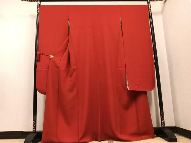 平和屋着物●豪華振袖　花地紋　色無地　紅海老茶色　正絹　逸品　AABN5271ph