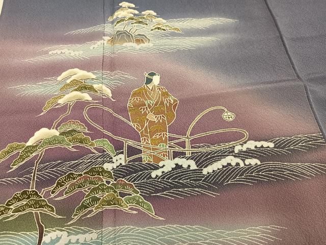 平和屋着物●訪問着　浜松人物文　暈し染め　金彩　正絹　逸品　AABN5275ph