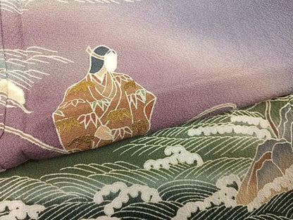平和屋着物●訪問着　浜松人物文　暈し染め　金彩　正絹　逸品　AABN5275ph