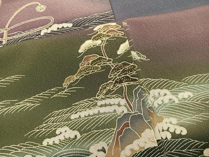 平和屋着物●訪問着　浜松人物文　暈し染め　金彩　正絹　逸品　AABN5275ph