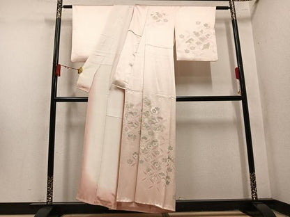 平和屋着物●訪問着　絞り　刺繍　七宝草花文　金彩　正絹　逸品　AABN5276ph