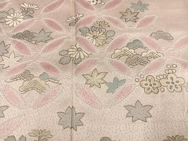 平和屋着物●訪問着　絞り　刺繍　七宝草花文　金彩　正絹　逸品　AABN5276ph