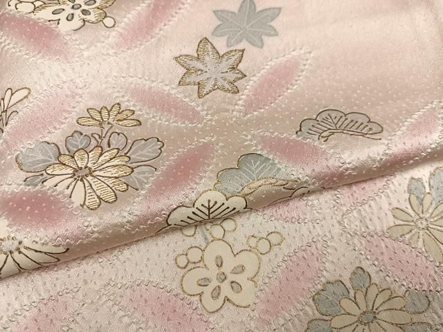 平和屋着物●訪問着　絞り　刺繍　七宝草花文　金彩　正絹　逸品　AABN5276ph