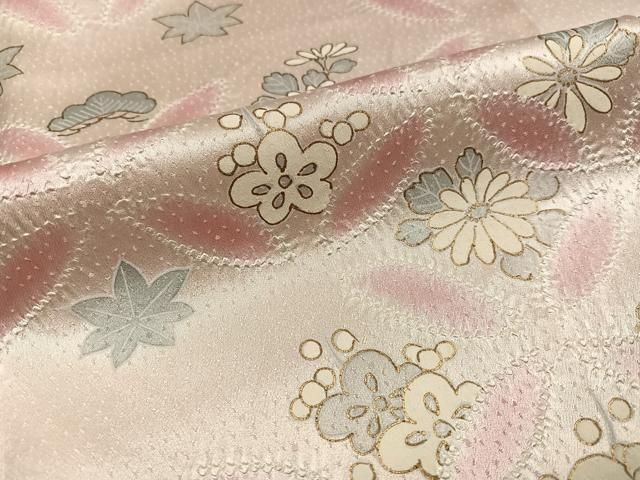 平和屋着物●訪問着　絞り　刺繍　七宝草花文　金彩　正絹　逸品　AABN5276ph