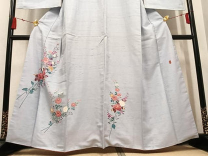 平和屋着物●本加賀友禅作家　村田和生　訪問着　白山紬　枝花文　正絹　逸品　AABN5277ph