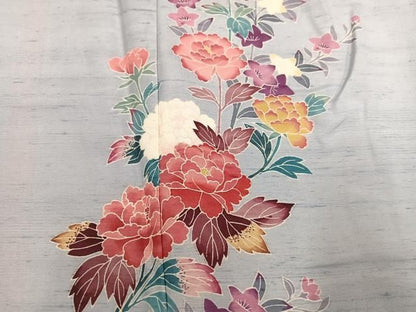 平和屋着物●本加賀友禅作家　村田和生　訪問着　白山紬　枝花文　正絹　逸品　AABN5277ph
