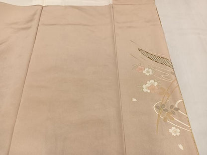 平和屋着物●訪問着　刺繍　色紙草花文　金彩　正絹　逸品　AABN5278ph