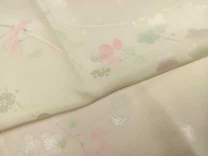 平和屋着物●長襦袢　袷　梅地紋　正絹　逸品　AABN5285ph