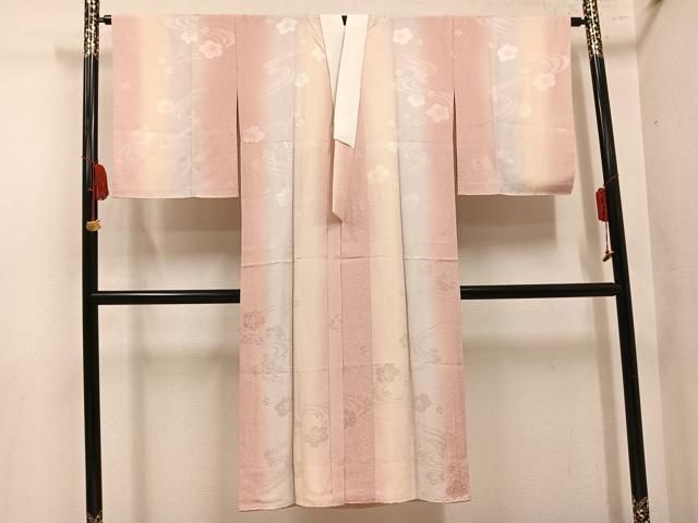 平和屋着物●長襦袢　無双仕立て　梅地紋　暈し染め　正絹　逸品　AABN5288ph