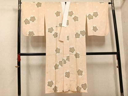 平和屋着物●長襦袢　無双仕立て　色紙桜文　正絹　逸品　AABN5293ph