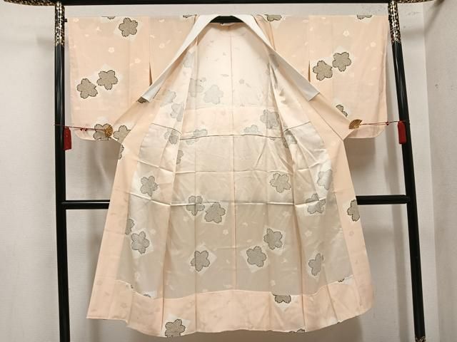 平和屋着物●長襦袢　無双仕立て　色紙桜文　正絹　逸品　AABN5293ph