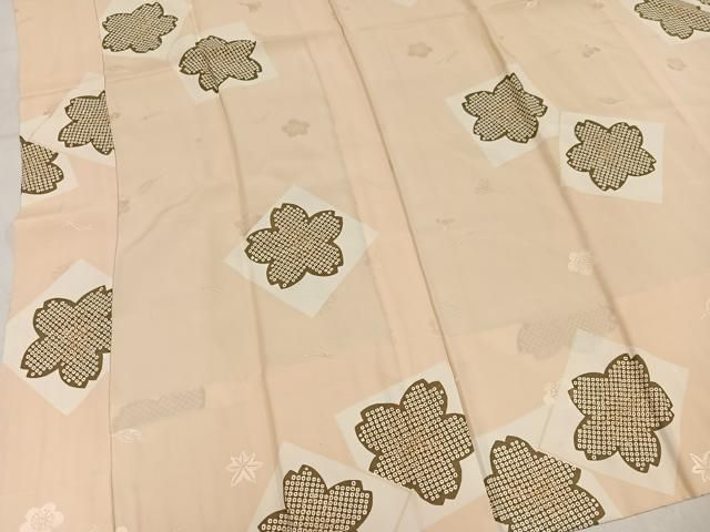 平和屋着物●長襦袢　無双仕立て　色紙桜文　正絹　逸品　AABN5293ph