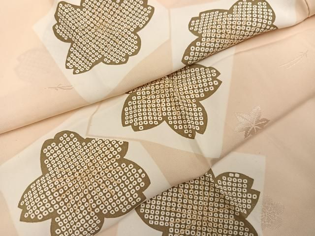 平和屋着物●長襦袢　無双仕立て　色紙桜文　正絹　逸品　AABN5293ph