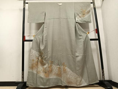平和屋着物●訪問着　刺繍　草花文　金彩　正絹　逸品　AABN5297ph