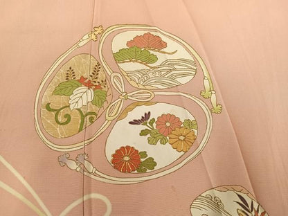 平和屋着物●銀座越後屋　訪問着　貝合わせ草花文　金彩　正絹　逸品　AABN5298ph