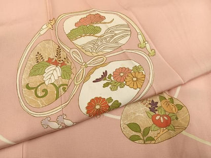 平和屋着物●銀座越後屋　訪問着　貝合わせ草花文　金彩　正絹　逸品　AABN5298ph