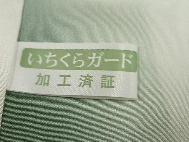 平和屋着物●上質な色無地　薄萌葱色　格子地紋　正絹　逸品　AABN5300ph