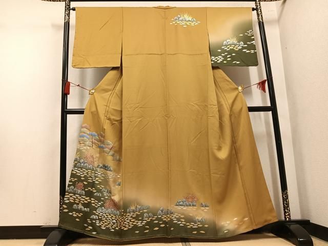 平和屋着物●訪問着　草花文　暈し染め　金銀彩　正絹　逸品　未使用　AABN5306ph