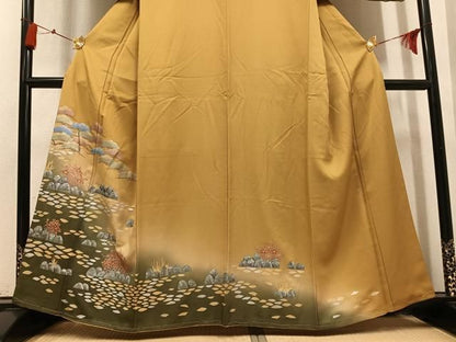 平和屋着物●訪問着　草花文　暈し染め　金銀彩　正絹　逸品　未使用　AABN5306ph