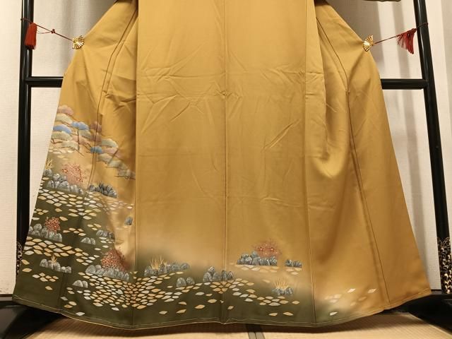 平和屋着物●訪問着　草花文　暈し染め　金銀彩　正絹　逸品　未使用　AABN5306ph
