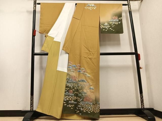 平和屋着物●訪問着　草花文　暈し染め　金銀彩　正絹　逸品　未使用　AABN5306ph
