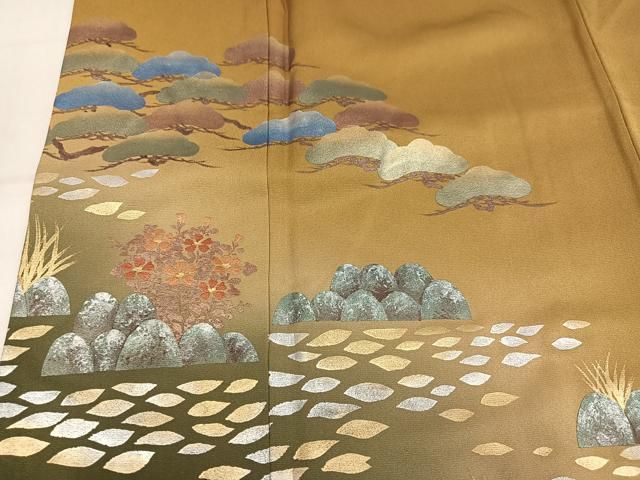 平和屋着物●訪問着　草花文　暈し染め　金銀彩　正絹　逸品　未使用　AABN5306ph