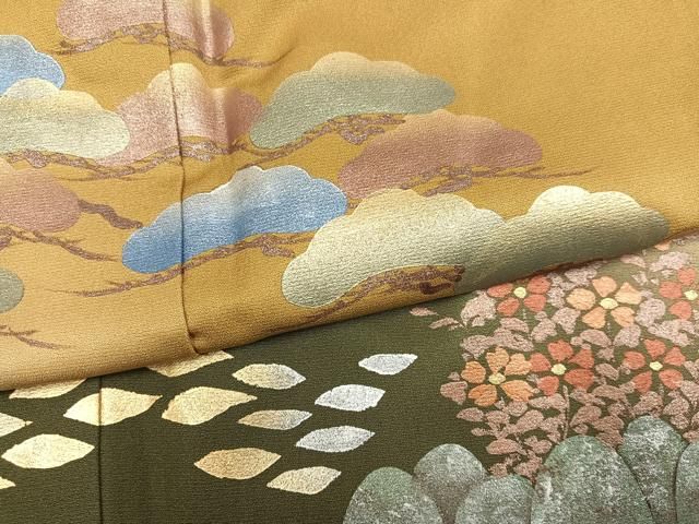 平和屋着物●訪問着　草花文　暈し染め　金銀彩　正絹　逸品　未使用　AABN5306ph