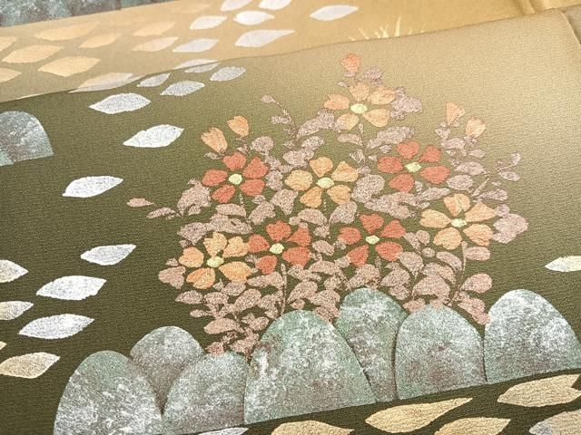 平和屋着物●訪問着　草花文　暈し染め　金銀彩　正絹　逸品　未使用　AABN5306ph