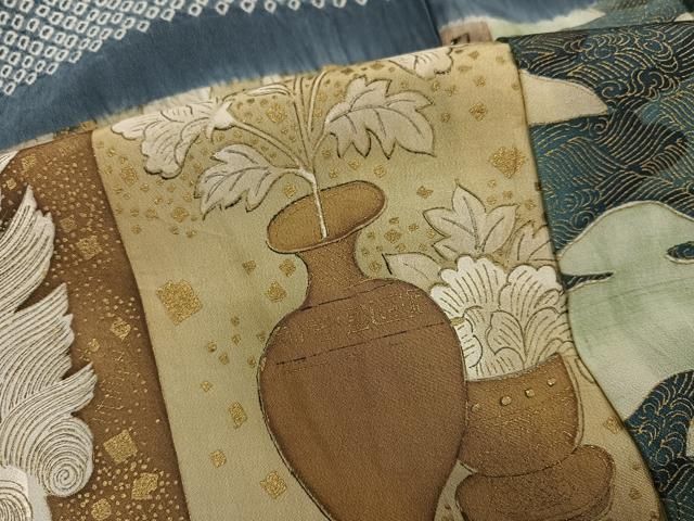 平和屋着物●男性　長襦袢　袷　絞り　唐獅子　正絹　逸品　AABN5307ph