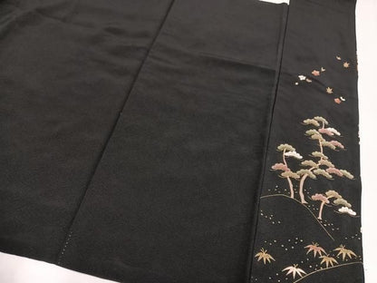 平和屋着物●豪華黒留袖　総刺繍　童子草花文　金糸　正絹　逸品　AABN5308ph