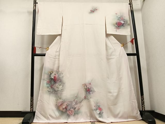 平和屋着物●訪問着　地紙枝花文　暈し染め　金銀彩　正絹　逸品　AABN5311ph
