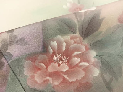 平和屋着物●訪問着　地紙枝花文　暈し染め　金銀彩　正絹　逸品　AABN5311ph