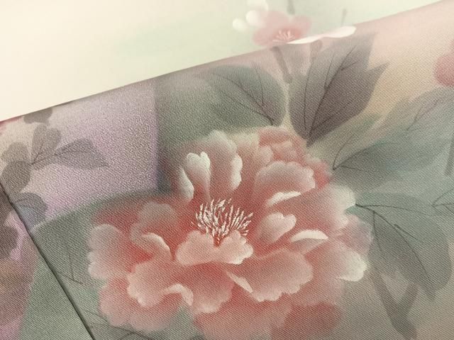 平和屋着物●訪問着　地紙枝花文　暈し染め　金銀彩　正絹　逸品　AABN5311ph