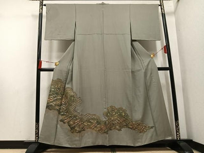 平和屋着物●豪華色留袖　蘇州刺繍　作家物　金糸　金彩　正絹　逸品　AABN5319ph