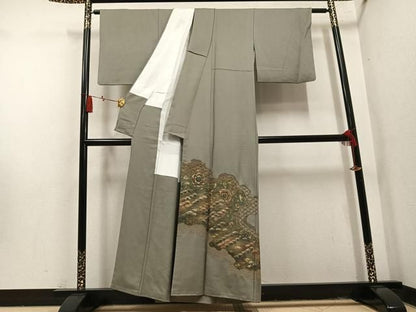平和屋着物●豪華色留袖　蘇州刺繍　作家物　金糸　金彩　正絹　逸品　AABN5319ph