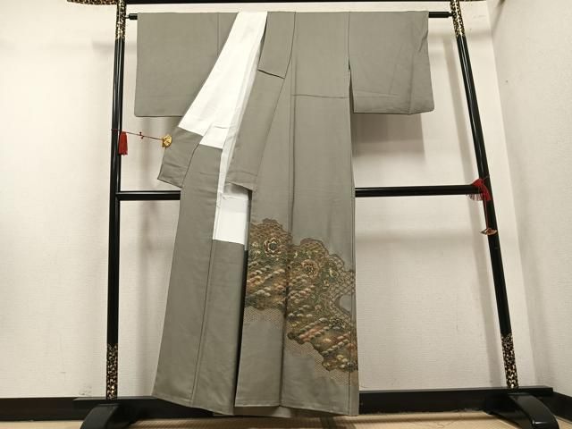平和屋着物●豪華色留袖　蘇州刺繍　作家物　金糸　金彩　正絹　逸品　AABN5319ph