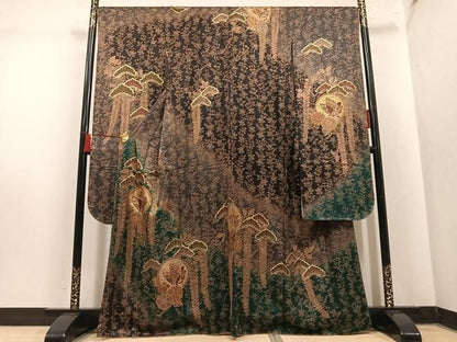 平和屋着物●豪華振袖　花蝶文　暈し染め　金彩　正絹　逸品　未使用　AABN5320ph