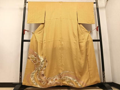 平和屋着物●豪華色留袖　駒刺繍　草花文　銀彩　正絹　逸品　AABN5321ph