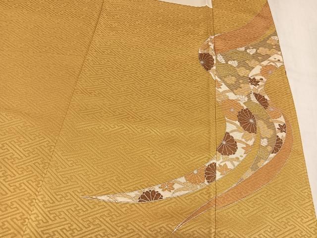 平和屋着物●豪華色留袖　駒刺繍　草花文　銀彩　正絹　逸品　AABN5321ph